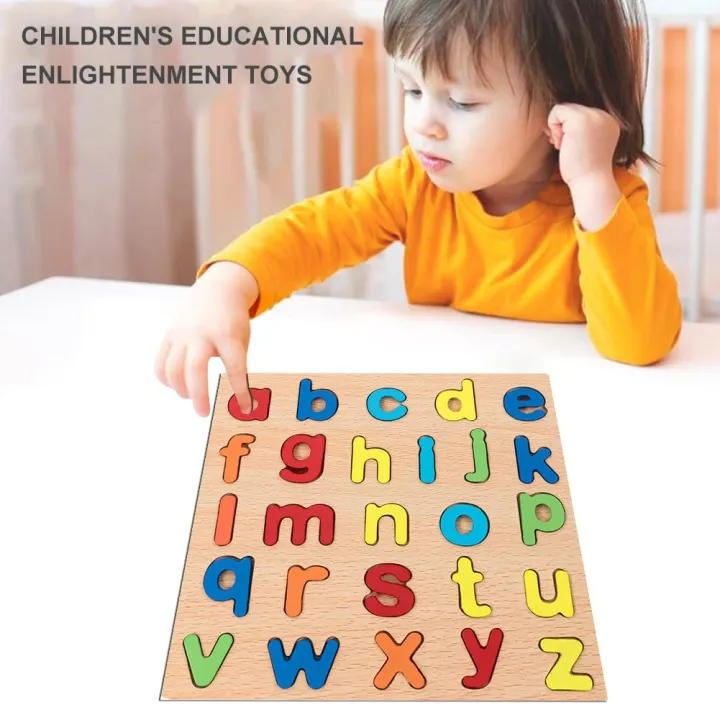Wooden Alphabet Puzzle Board for Kids - Montessori ABC Learning Toy - Sutikagara