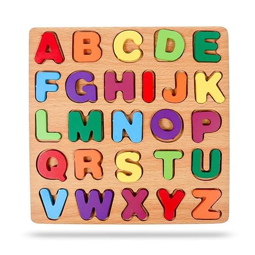 Wooden Uppercase Alphabet Puzzle Board for Kids
